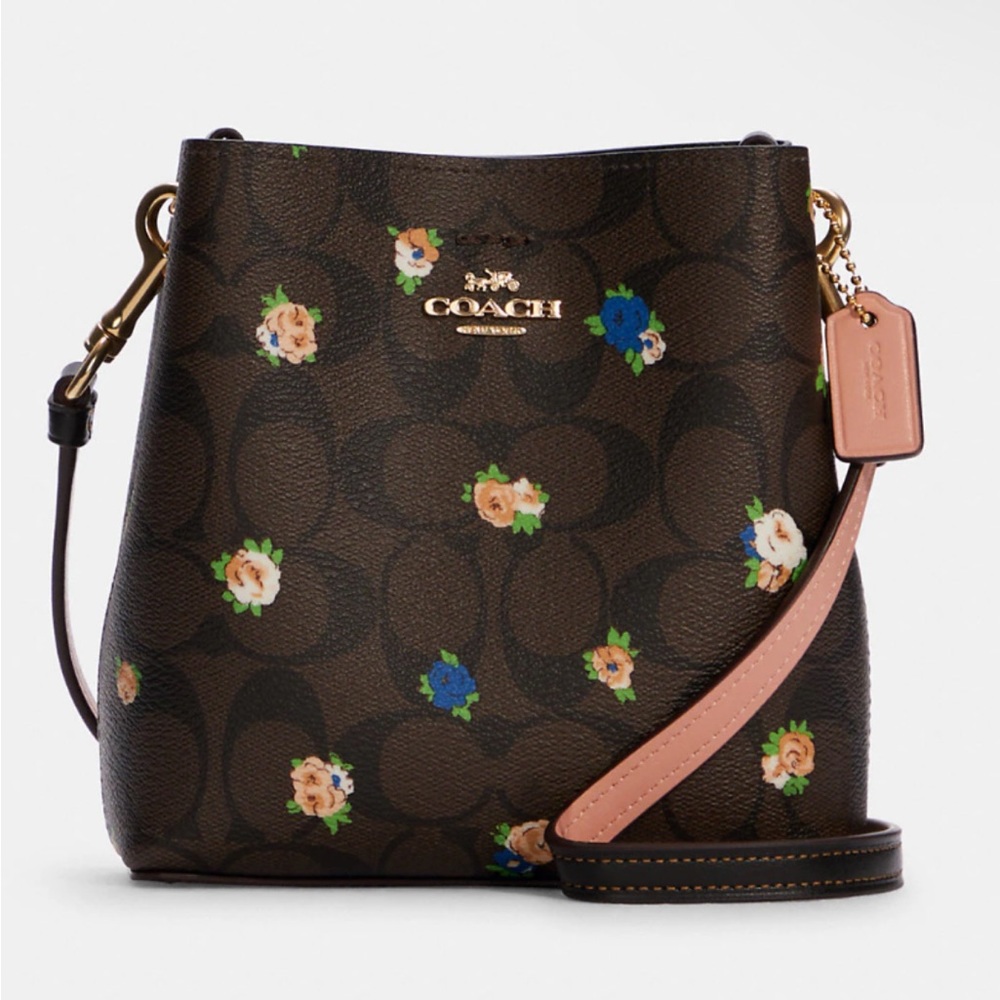 Coach vintage rose print bucket bag